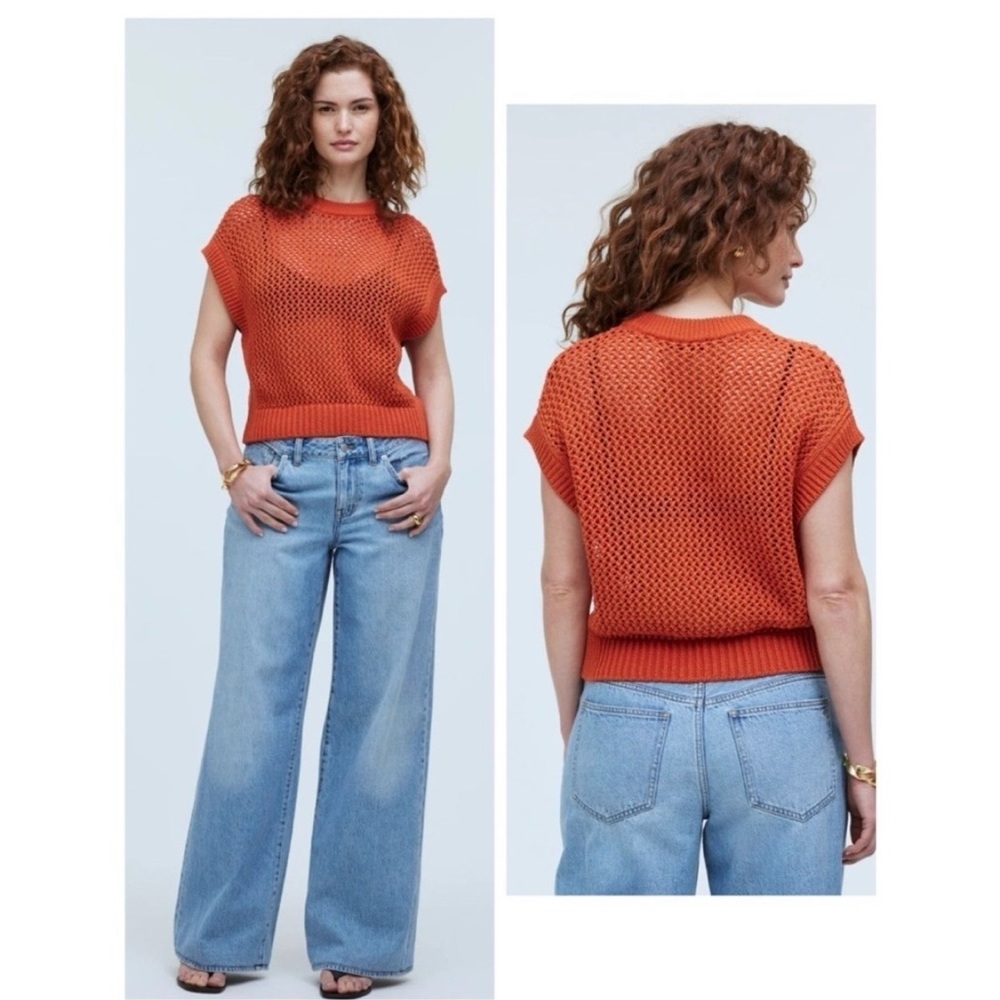 Madewell 100% cotton open- stitch swater tee sz XXS oversized fit